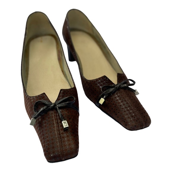 SANDRO VICARI ITALY brown Textile Leather Heels US 7 - Picture 1 of 10